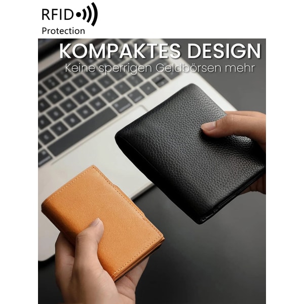 RFID herrplånbok kreditkortshållare PU-läder miniplånbok automatisk pop-up multifunktionell bankkortshållare AB021-carbonblack