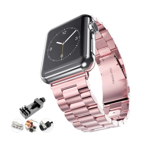 Armband i rostfritt stål för Apple watch 38mm 42mm Metal WatchBand 40mm 44mm Sportarmband för iWatch serie 7/6/SE/5/4/3/2 pink tool For UItra 49mm