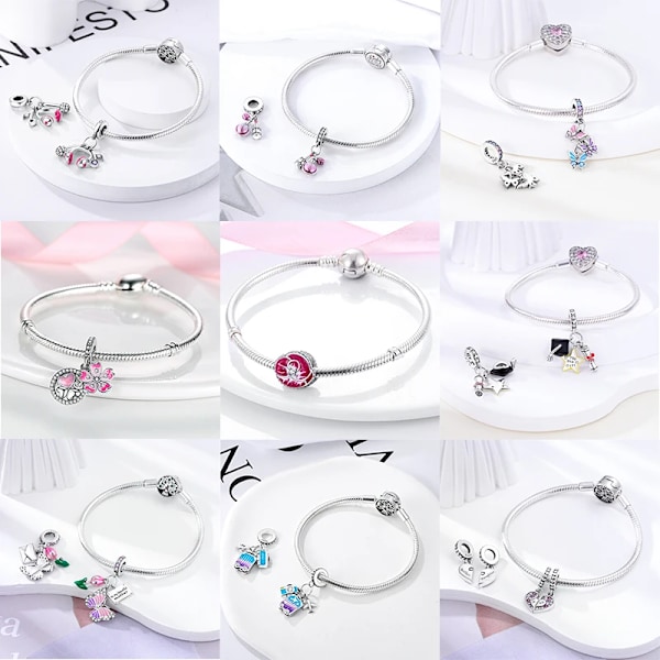 925 Sterling Sølv Rosa Sommerfugl Buket Parfume Vedhæng Fit Original Pandora Armbånd Charm Perle Halskæde Diy Fe Fe Fe Fes Smykker SMC3120