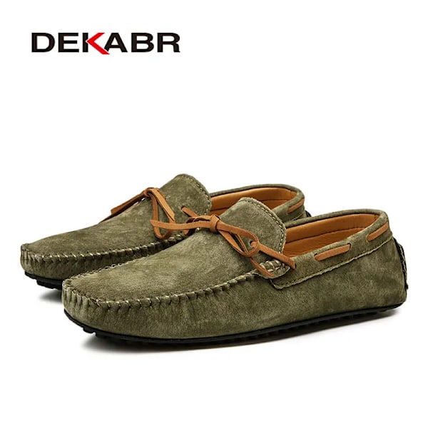 Dekabr Casual Män Äkta Läder Skor Sommar Andas Gröna Mäns Loafers Läder Skor Sapato Masculino Zapatos Hombrename 02 Mo Green 10