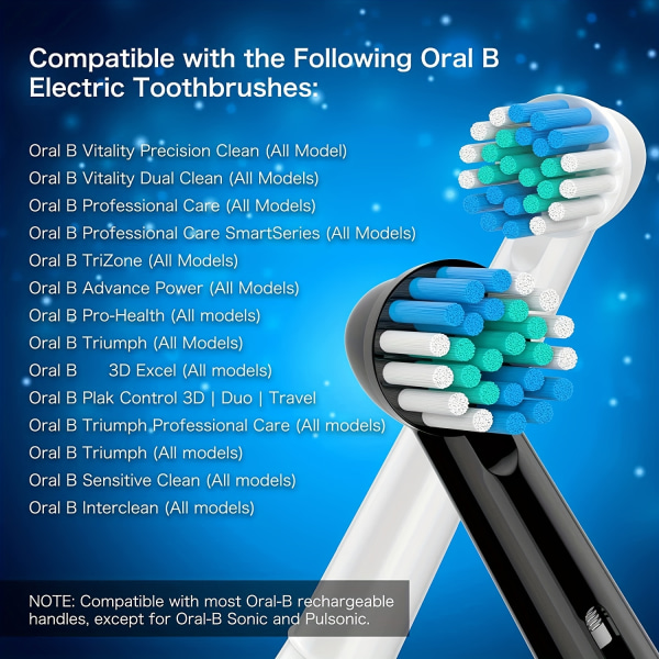 Ersättningsborsthuvuden kompatibla med Oral B Braun elektrisk tandborste 16 Count ( Black 8+White 8 )