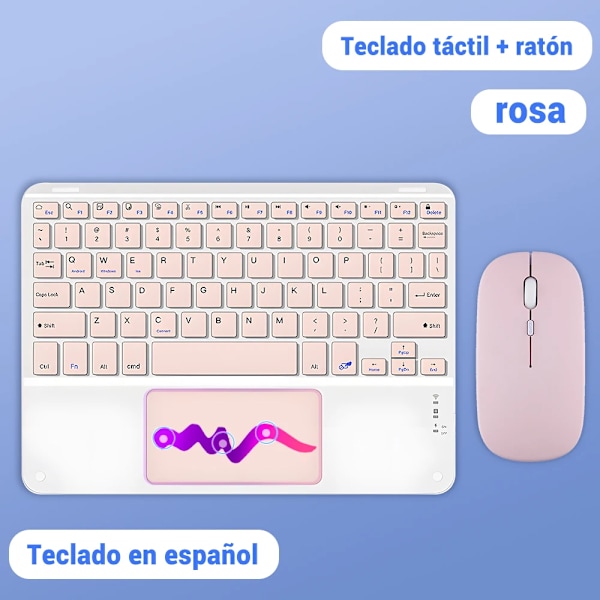 Kawaii Trackpad Trådlös Tangentbord För Ios Android Windows Tablet För Ipad Air 4 Mini Pro Spanska Arabiska Koreanska Ryska Nyckeln Bod combination Spanish