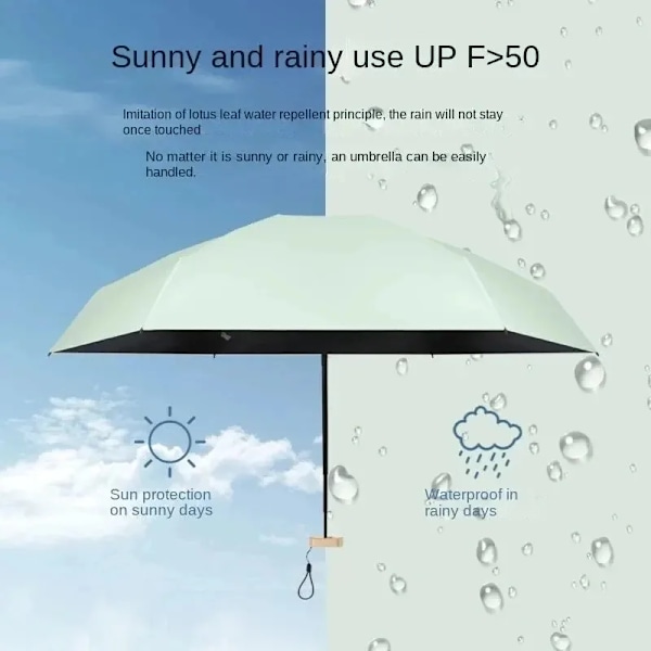 1Pc 55% Av Mini Sun Paraply Pocket Rain Paraply Vinyl Vik Uv Ultraviolett Skydd Sun Shade Pocket Parasol Kapsle 1pc Matcha Green