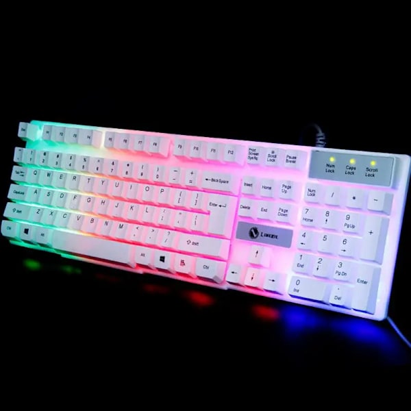 Mekanisk tastatur med kabel, gaming, farverig baggrundsbelysning, medium board, enkelt tastatur, gamer-tastatur til pc og bærbar computer Style B Limei TX300