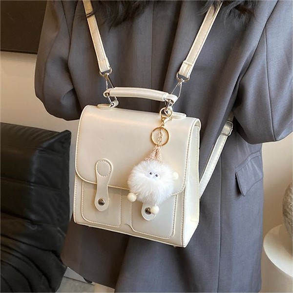 Korean Style Ins Fashion Backpack Female 2024 Spring And Summer New Student Class Small Backpack Trend Versatile Handbag Silver Without Pendant