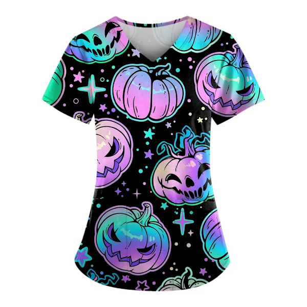 Sommer Halloween V-hals Kortærmet Pleje Medicinske Uniformer Skjorter Unisex Tee Hotel Hospital Læge Operation Scrub T - Skjorte HS2024XQ1148 M