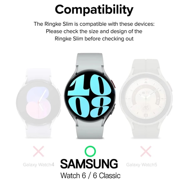 Case till Samsung Galaxy Watch 6 Classic 47mm 43mm Skärmskydd PC Bumper All-Around Galaxy Watch 6 40mm 44mm Tillbehör Sliver Galaxy Watch 6 40mm