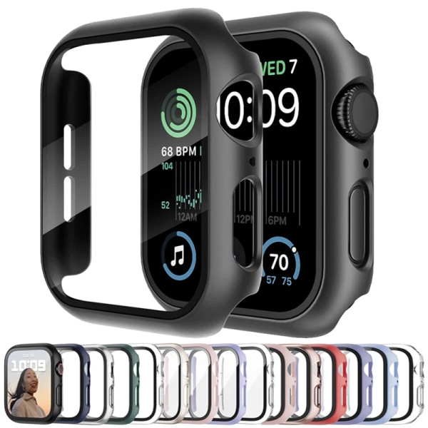 Glas+ cover för Apple Watch Ultra 49mm 8 7 41mm 45mm Tillbehör Skärmskydd Apple iWatch Series 6 5 SE 44MM 40MM 42MM 38MM Midnight Blue Series 456 SE 40mm