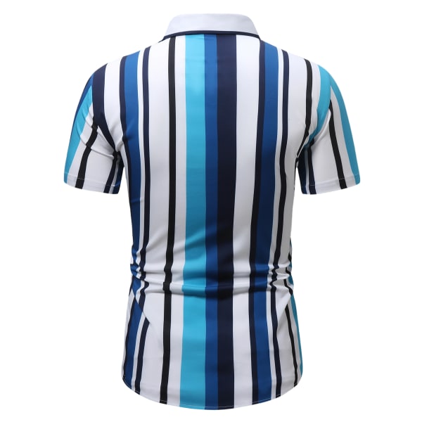 FGKKS 2023 Randig skjorta för män Smal bomull Andas mode kortärmad högkvalitativ design Casual skjorta manlig Blue EU size L