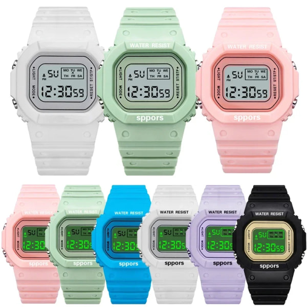 Lyx watch Date Sportklocka Multifunktionell elektronisk watch Damtopp 2021 Fashion Student Luminous Watch green