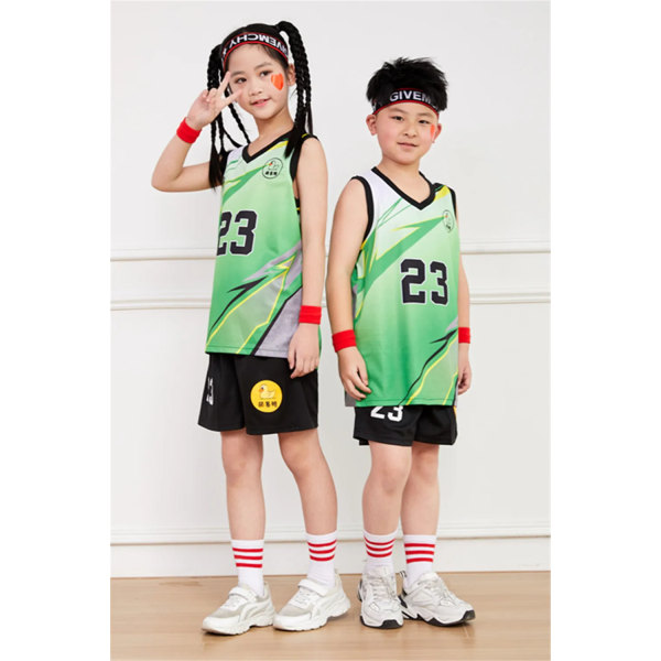 NYHET 23/24 pojke flicka storlek 10 Baskettröjor Barnuniform set grundskoletröja spelträningsväst för laguniform green (10-11Y)-kids-26