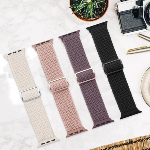 Flätad öglerem för Apple watch Ultra Band 49mm 44mm 40mm 45mm 41mm 42mm 38mm Elastiskt Solo armband iWatch series 8 7 6 se 3 W Colorful 38mm 40mm 41mm