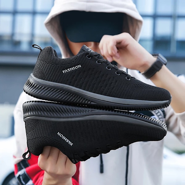 2024 Nye Mænd Casual Sko Lac-Up Mænd Sko Lettevægts Komfortable Åndbare Vandring Sneakers Tenis Masculino Zapatillas Hombrename black 35