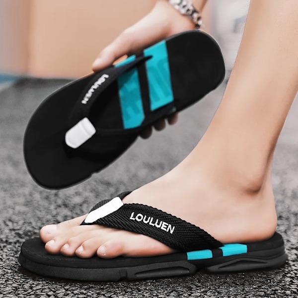 Nya Mäns Flip-Flops Sommar Utomhus Casual Beach Skor Män Platt Tofflor Fashionable Non-Slipp Slit-Resistent Sandaler För Män 42