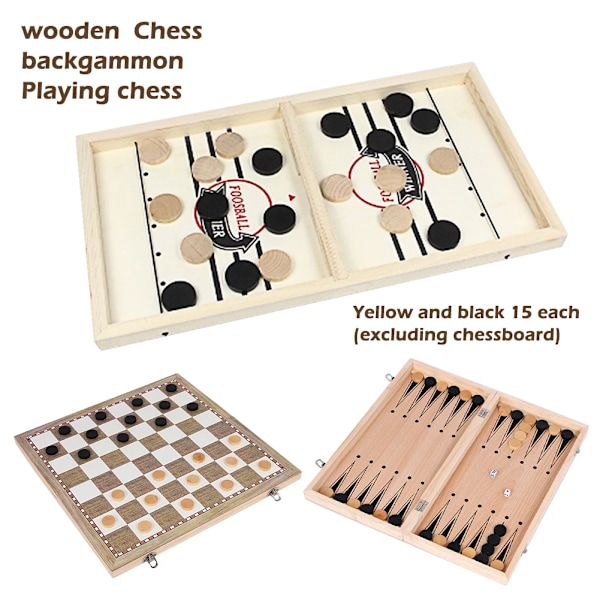 3-i-1 Schackbräde Träset Schackset Vikbart Trä Internationellt Schackspelbräde Backgammon Damspel Reseschackbräde Set Chess B