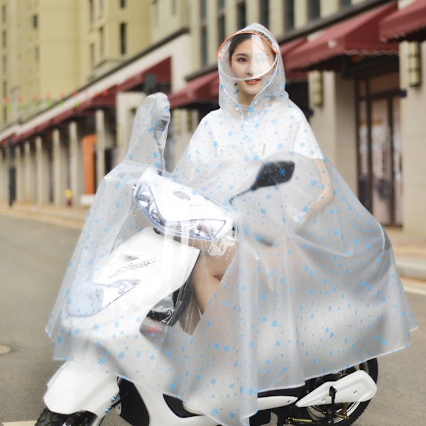 Motorcykel Raincoat Elbil Regnväxel Lång Ridning Batteri Bil Poncho Kvinnliga Transparent Enstaka Cykel Utomhus Man Single Detachable-Snow Powder 3XL