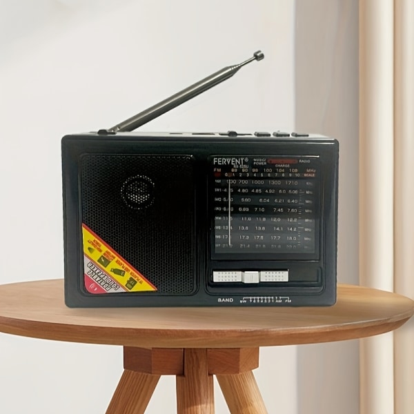 525U bärbar AM FM SW-radio, bästa mottagningseffekt, 14500 500MA batteridriven, stor högtalare, klar urtavla, USB/TF-instickskortuppspelning grey