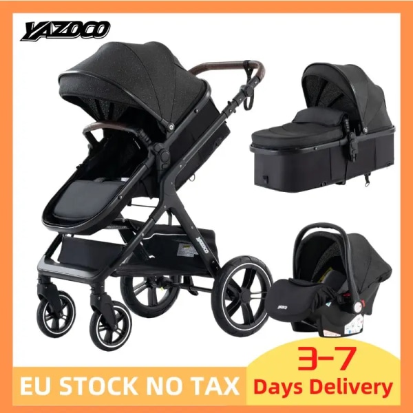 Baby 3 i 1 Ny Bärbar Baby Vikbar Barnvagn Höglandskap Aluminiumram Nyfödd Spädbarnsvagn X1 KHAKI