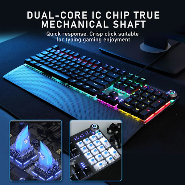 Aula F2088 Mekanisk Gaming Tangentbord Anti-Uppsning 104 Brun Blå Switch Blandad Bakgrundsbelysning Tangentbord För Spel Bärbar Datorn 108 blue switch English layout