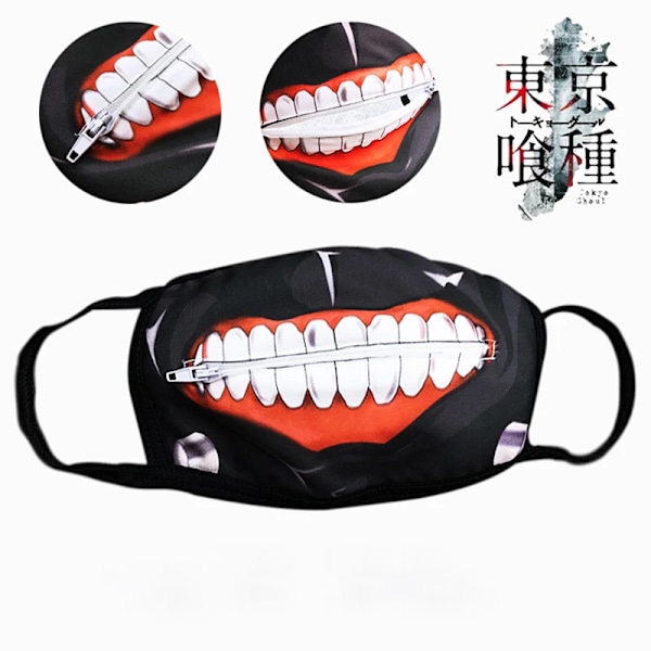 Tokion Ghoul Kaneki Ken Cosplay Anime Maski 3D Kolmiulotteinen Vetoketju Maski Toissijainen Yuan Animaatio Maski Aprillipäivä. \"Päivä\" Zipper mask