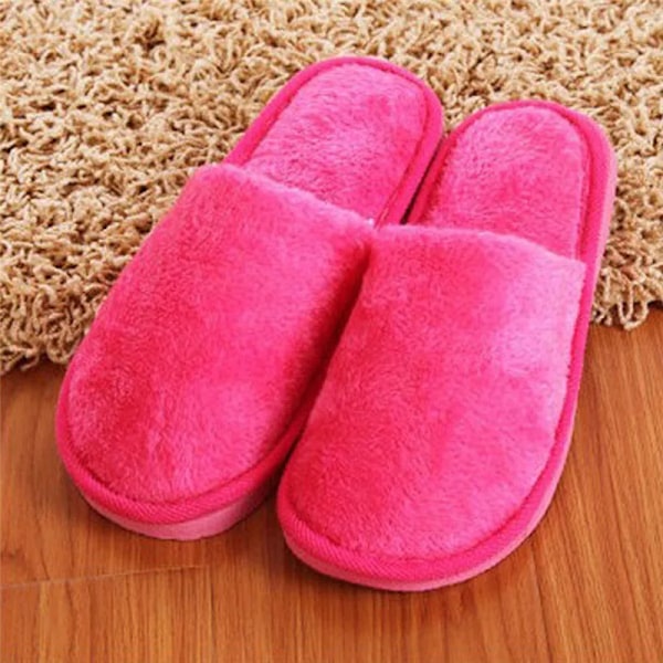 Kvinnor Home Toffar Hösten Vinter Varm Päls Plush Skor Inomhus Sovrum Lätt Eva Par Bomull Slipper Solid Mjuk Flö Flopar Purple 42-43