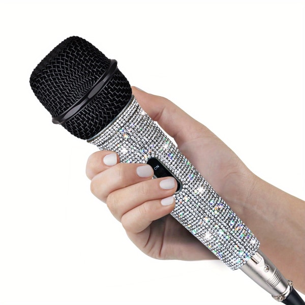 Dynamisk metall handhållen mikrofon, strass dekorerad, för att sjunga med 5,0 meter XLR-kabel metall HKD01STAR 25*20.3*7cm