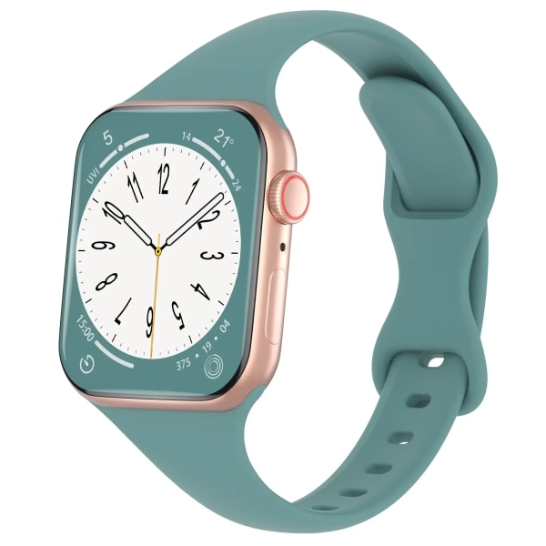 Silikonögla För Apple Watch Band 45mm 44mm 40mm 41mm 49mm Elastiskt bälte Armband För iWatch series ultra 5/4/3/SE/6/7/8 Strap Green 38 40 41mm