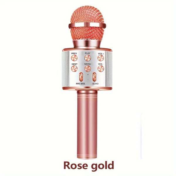Trådlös BT karaokemikrofon för barn, bärbar handhållen karaokemikrofonhögtalare Play Speaker Box, Karaoke Mic (Rose Golden) Rose Golden