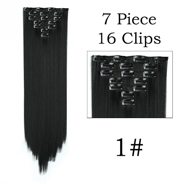 22Inchs 16 Clips I Hår Extensions Lång Rak Frisyr Syntetisk Blond Svart Frisyr Värme Resistenta Falskt Hår 1 24inches