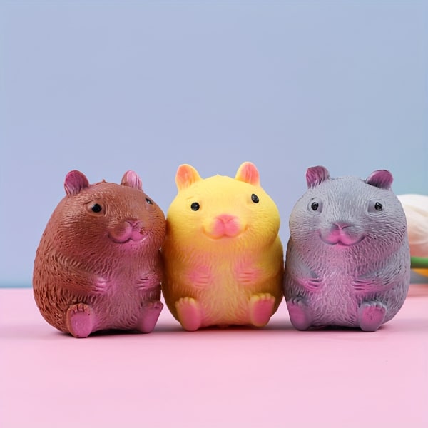 1 st kreativa söta husdjur dekomprimerande leksak, söt liten hamster ventil dekomprimering Lindra stress Nyp ventil boll Random Color