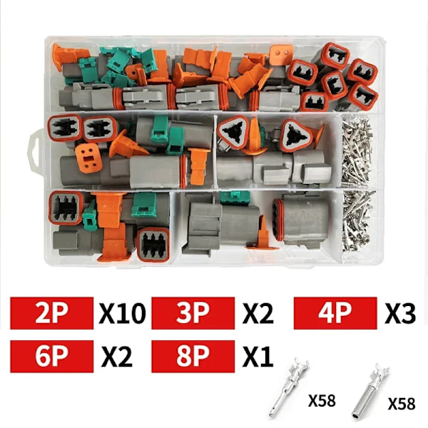 152 Pcs Deutsch Dt Serie Vattentätt Trådkopplingsats Dt06-2/3/4/6/12S Dt04-2/3/4/6/8/1 2P Bilförseglad Plugg Med Stiftboxan C sets 10 Sets