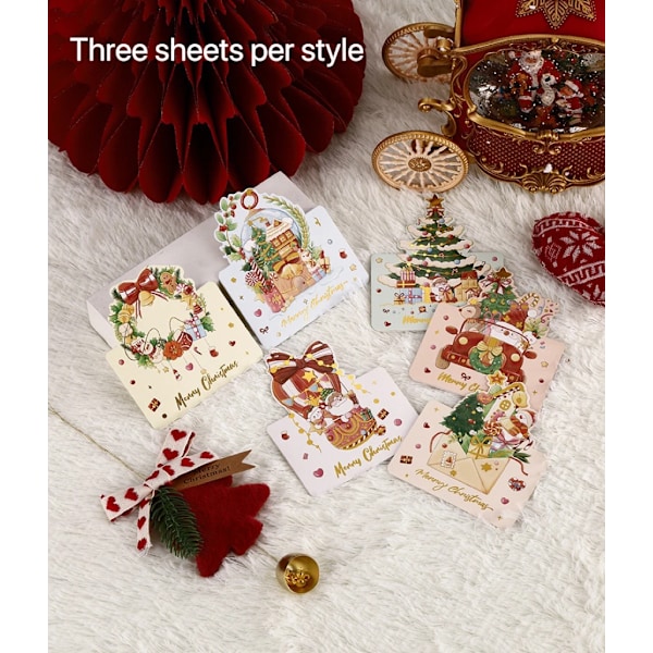 18/12/6PCS  Greeting Cards With Envelope Friend Family Blessing Postcard For Birthday New Year Christmas Gifts Xmas Decoration 18 PCS