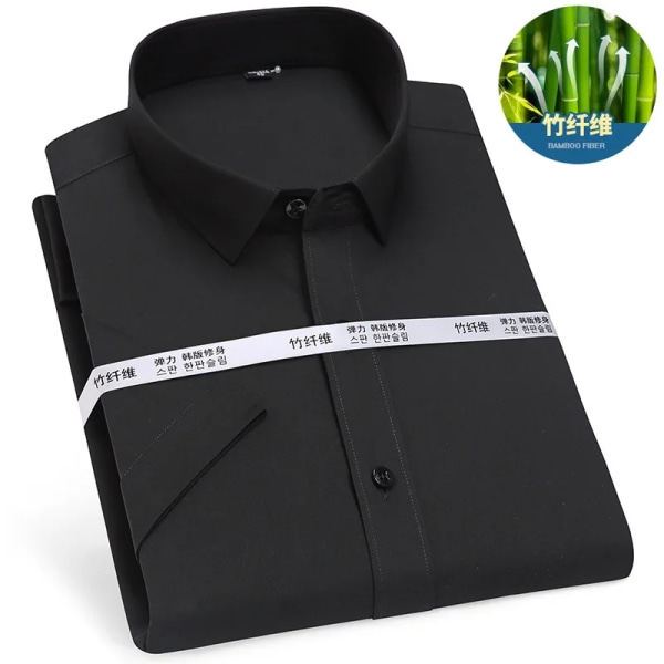 Business Icke-järn bambufiber Casual Ren färg vit skjorta Arbetskläder Mode Slim Daily Herr Button Up Skjorta Kortärmad D746-02 39