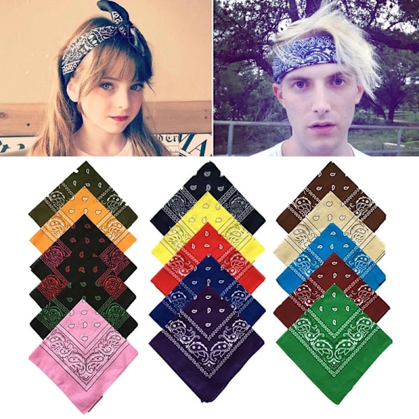 Bomull Multifunktion Paisley Bandana Headscarf Cashew Blomma Scarf Hip Hop Huvudband Square Scarf Näsduk För Kvinnor Män 19