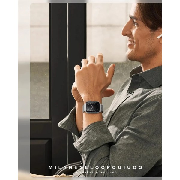 Milanese Loop för apple watch Band 44mm Ultra 2 49mm 45mm 41mm 40mm Metallarmband för apple watch Remserie 9 8 7 6 5 4 SE black 2 38mm 40mm 41mm