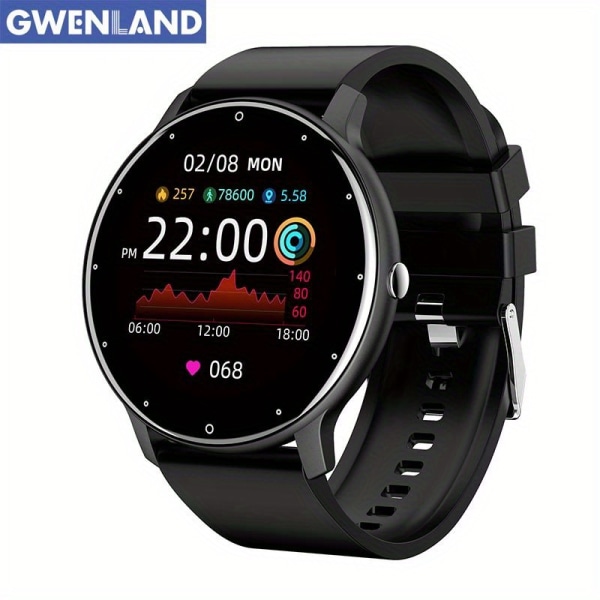 GWENLAND 2023 Ny Smart Watch Herr 3,25 cm Full Touch Screen Sport Fitness Watch IP67 Vattentät BT För Android Ios Smartwatch Herr+box Black