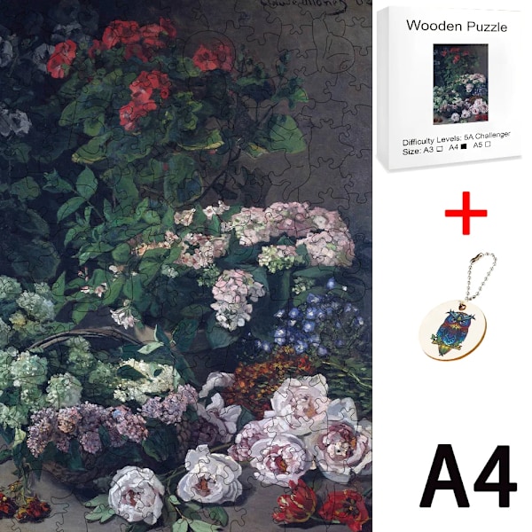 Monet Smukke Blomster Montessori 3D Træpuslespil Voksne Børn Uddannelsesmæssige Legetøj Læring Uddannelse Puslespil Legetøj Hjernepuslespil TT-CFang-1809-A4-C