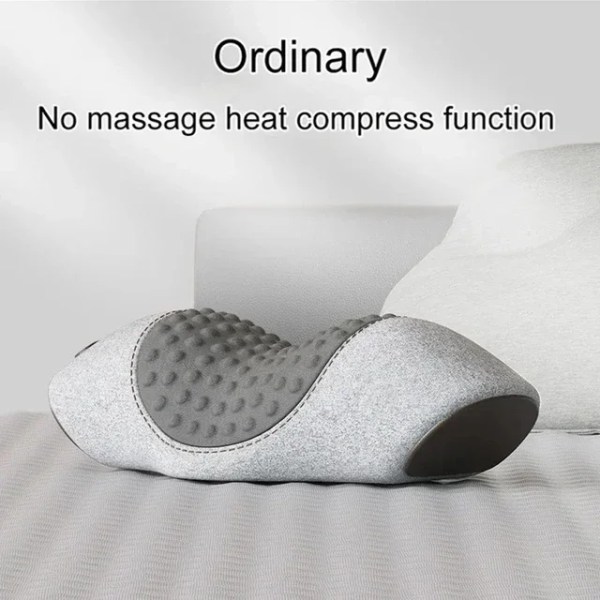 Elektrisk nackmassager Cervikal kudde Uppvärmning Vibration Massage Rygg Traction Slappna av Sova Memory Foam Kudde Ryggstöd Ordinary-Gray