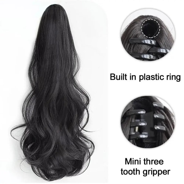 Big Wave High Ponytail Peruk Grab Clip Rosett Långt hår hästsvans Brun Svart konstgjord hårfläta Curled hästsvans Dark brown 40cm