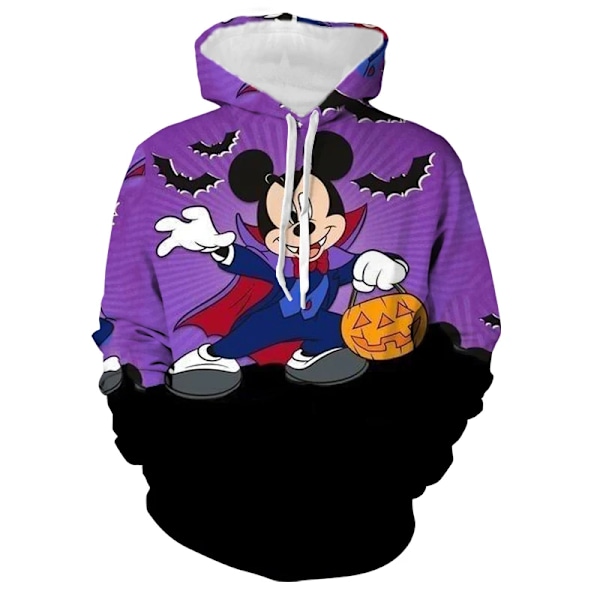 Disney Halloween Hoodie Höst Män Kvinnor Tecknade Mickey Stitch Tryckt Huva Kläder Mode Rock Med Hatt Casual Streetweare W14533 XL