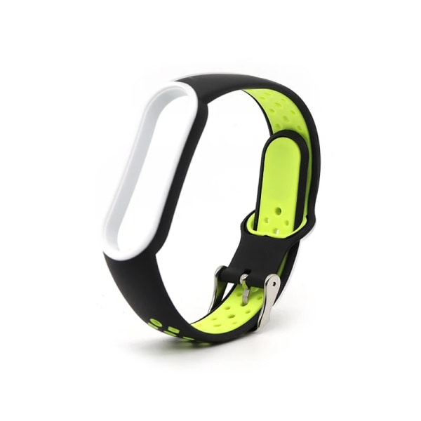 För Xiaomi Mi Band 5 4 3 6 Strap Dubbelfärgad Silikon Armband Armband Ersättning För Xiaomi Band 4 MiBand 3 5 6 band Straps Black Green For Xiaomi band 5 6