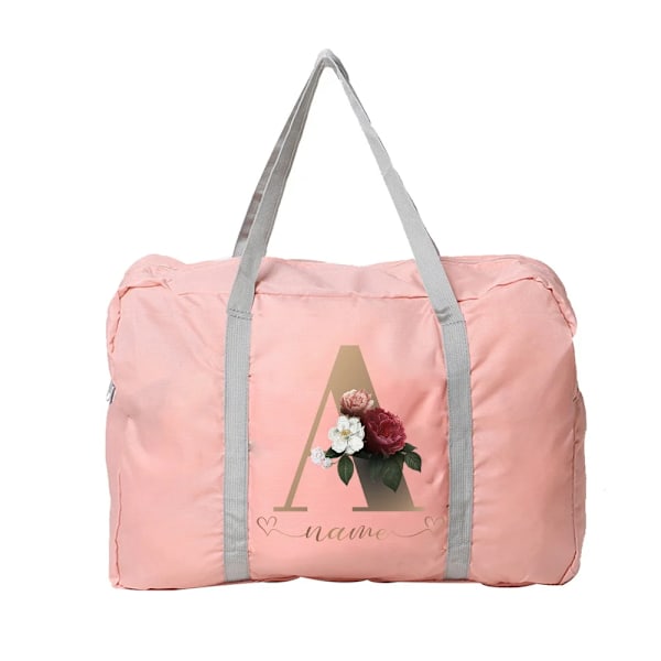 Personlig Resväska för Kvinnor Handväska Bagage Vikbar Gadget Organizer Stor Kapacitet Bokstav Rosa Tote Restillbehör pink name 15A