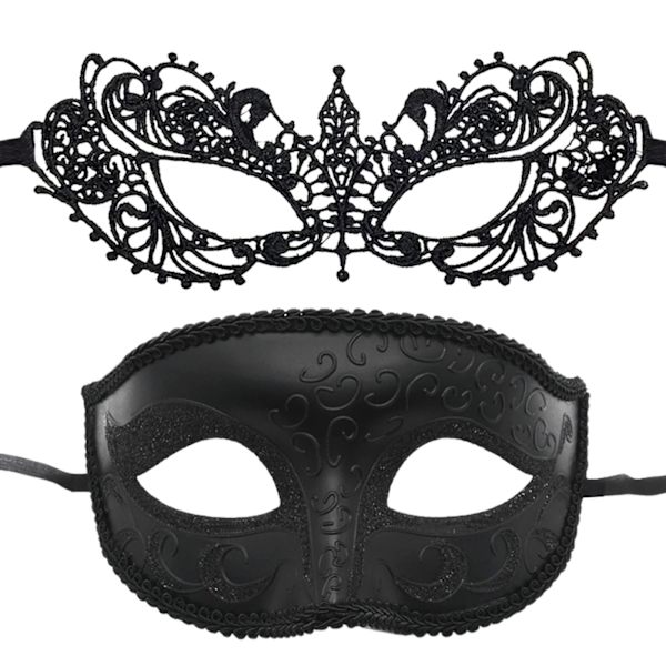 Masquerade Masker För Par Venetianska Kvinna Spets Män Pp Cosplay Costume Carnival Prom Parti Personlighet Huvudkläder Mask S white