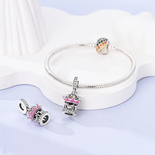 925 Sterling Silver Rosa Elefant Dinosaurie Ängel Charm Passar Original Pandora Armband Pärla Halsband Diy Kvinnliga Smycker Y SMC4299