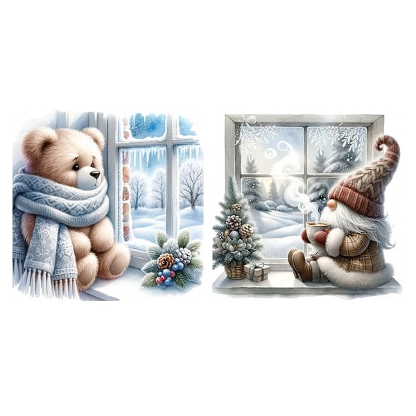 Cartoon Bear Gnome Cross Stitch Kit 11Ct Tryckt Canvas Full Broderi Eco-Bomull Tråd Hem Dekoration 40*40Cm Broderiinsättning 2 40*40cm