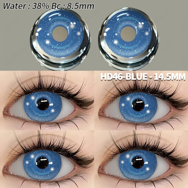 Eyeshare 2kpl Cosplay Värilliset Piilolinssit Anime Piilolinssit Siniset Silmälinssit Vuosihullut Halloween Meikki Eup Värikäs Linssi HD46-BLUE