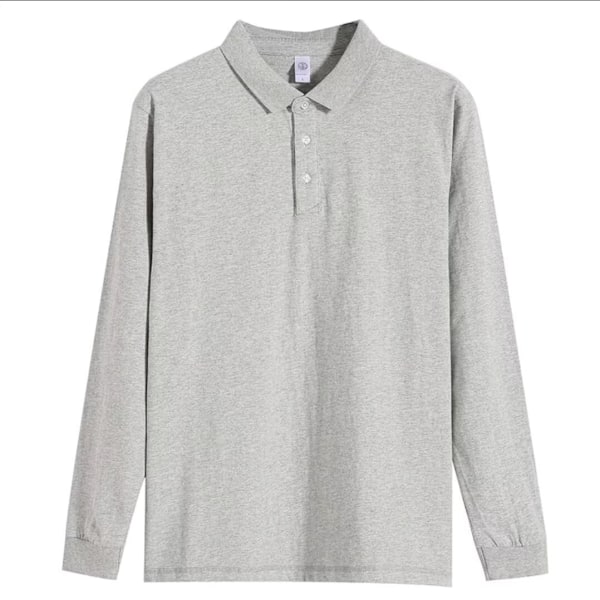 Plus Størrelse Retro Polo Trøje Mænd 2024 Nye Polo Krave Mænds Langærmet Løs Trend Drenge Skjorte / T-Shirt Grey 4L