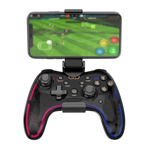 Trådlös spelkontroll - kompatibel med PS4, för PS3, för switch, PC, för IOS och för Android, och för Steam! Transparent Black