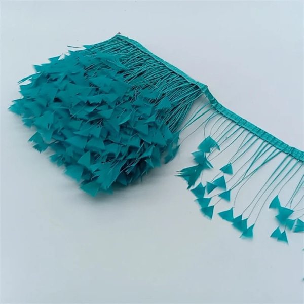 1 Yard Fasanfjädertrim för Sömnad, Klänningskant, Kläder, DIY-Hantverk, Dekoration, Bröllopsplymer, Tillbehör Hole blue feathers 1yards