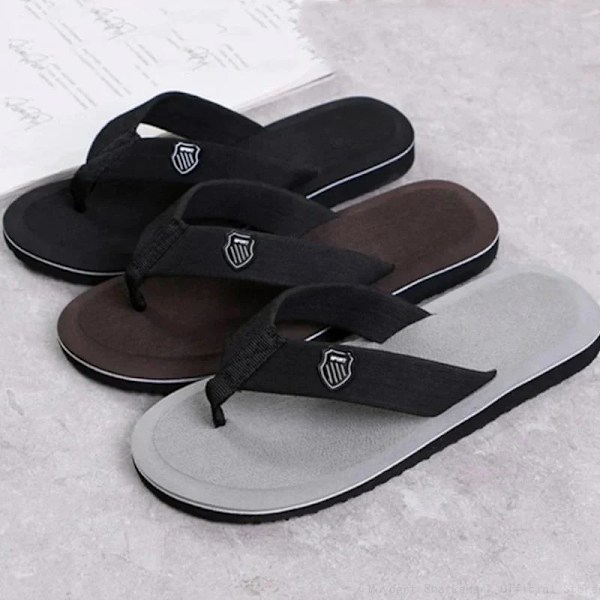 Casual Tofflor För Män Flip Flops Strand Sandaler Sommar Icke-Slipp Platta Slides Män Tofflor Inomhus Skor Man Man Man Slipp Perre Black 42(26cm)